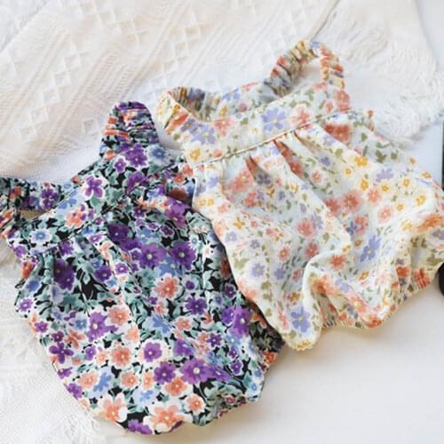 Chiffon Dog Clothes Summer Pets Dogs Clothing For Small Medium Dogs Shirt Painting Dog Costume Korean Style Floral Pet Clothes