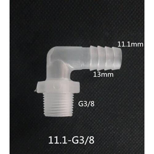 11.1mm*G3/8 90 Degree Hose Joiner Plastic Barbed Connector Pipe Fittings