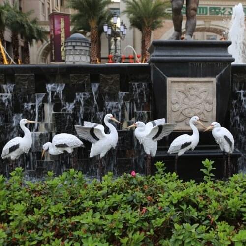 Rustic animal sculpture resin crane craft outdoor decoration 6pcs/lot garden stork decoration home Ornaments