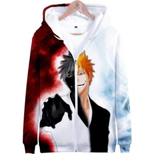 Anime Bleach 3D Print Zip Up Hoodie Women/Men Kids Sweatshirt Kurosaki Ichigo Cosplay Zipper Hooded Jacket men Anime Clothes