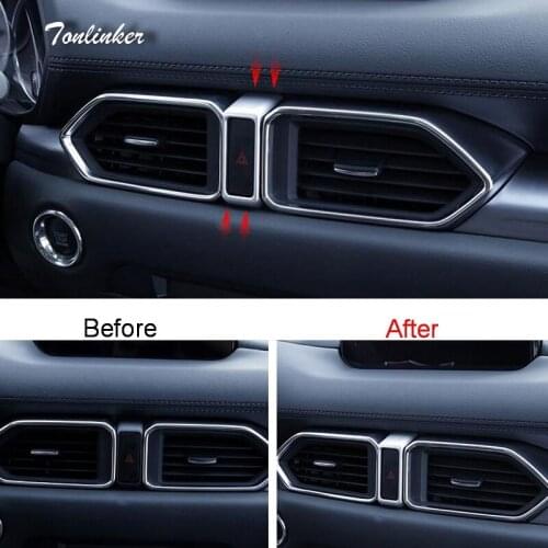 Tonlinker Cover Case Sticker for MAZDA CX5 2017-18 Car Styling 1Pcs ABS Two style Warning Light Button decoration Cover stickers