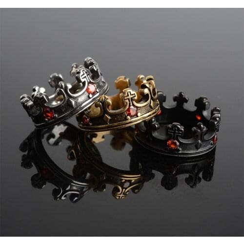 Vintage Mens Crown Ring Fashion Personality Punk Stainless Steel Jewelry Biker Accessories Boyfriend Gift Wholesale