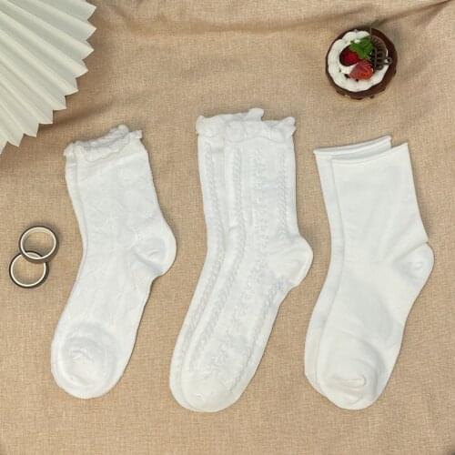 Japanese Cute Solid Color Sweet Tree Fungus-like Lacework Stockings Female 2021 Summer New Lolita JK Stockings