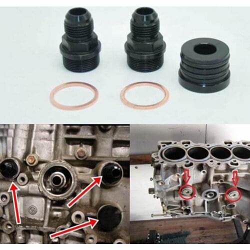 Rear Block Breather Fittings And Plug Black For B16 B18C Catch Can M28 To 10AN