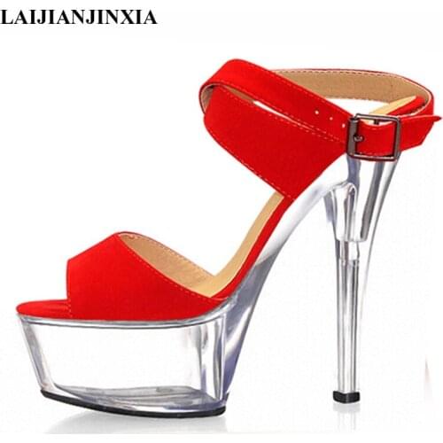 LAIJIANJINXIA New Women Shoes 15cm ultra high heels sandals ruslana korshunova platform crystal shoes the bride wedding shoes