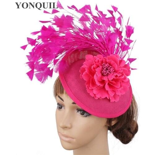 Hot Pink Copy Sinamay Fascinator Headwear Women Bridal Millinery Event Occasion Hat For Kentucky Derby Church Wedding Party Race