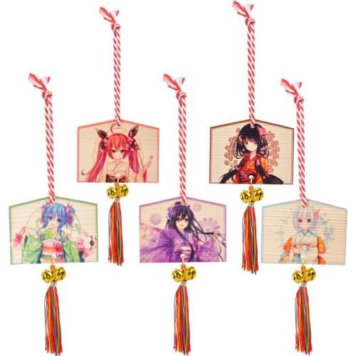 1pcs DATE A LIVE Anime Himekawa Yoshino Pattern Wooden Lucky Pendant Bell Tassel Decor Cosplay Prop Collection for Women Girl