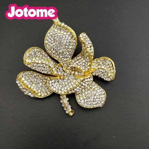100pcs Fashionable jewelry 55mm Australia crystal water lotus flower brooch pins