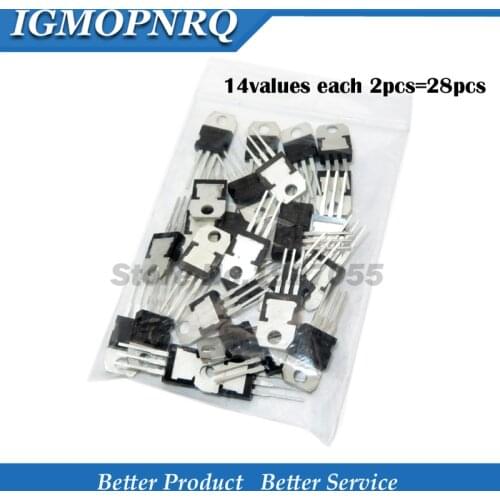 14values*2pcs=28pcs L7805CV L7806CV L7808CV L7809CV L7812CV L7815CV L7824CV L7905CV L7906CV L7908 L7909 L7912 L7915 LM317T