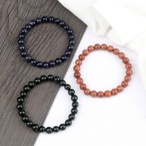Charm 3 Style Shiny Beads Bracelet 8MM Natural Stone Elastic Rope Bracelets for Women Men Couple Handmade Bangles Jewelry Gift