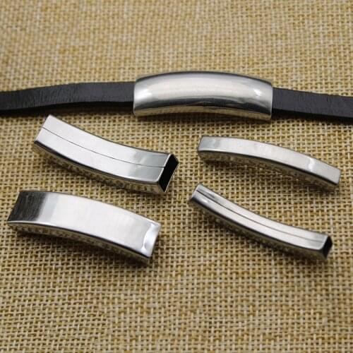 5pcs Stainless Steel Slider Charm Beads, Tube Spacer Beads for Jewelry Making Fit Leather Bracelet DIY Handmade Jewelry Findings