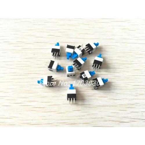 50 Pcs 6 Pin Square 7mmx7mm Latching DPDT Mini Push Button Switch