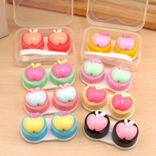 Free ship!1lot=20set!cute apple contact lenses box / companion box / Cartoon eyeglasses box / lens care /pencil case