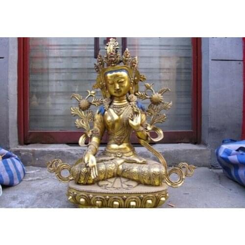 Fast shipping USPS to USA S3066 30 INCH"Huge Exquisite Bronze Gild White TaRa Kwan-Yin Bodhisattva Buddha Statue