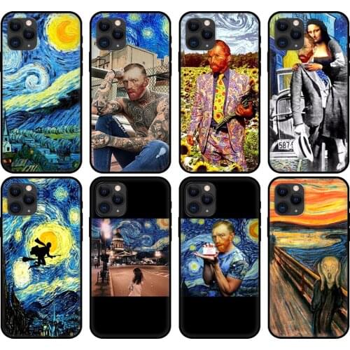 Black tpu case for iphone 5 5s se 6 6s 7 8 plus x 10 cover for iphone XR XS 11 pro MAX case Van Gogh Starry sky art