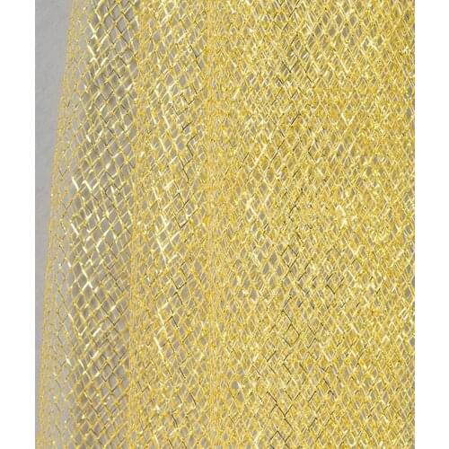 Gold silver hard yarn special shape large mesh faux steel mesh cloth rhombus super stiff clothing designer fabric wholesale