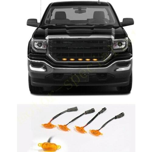 For GMC Sierra 1500 2014-2018 LED Car Front bumper Grille LED Amber Light Raptor Style Light Kit Decor W/ Wire Speed