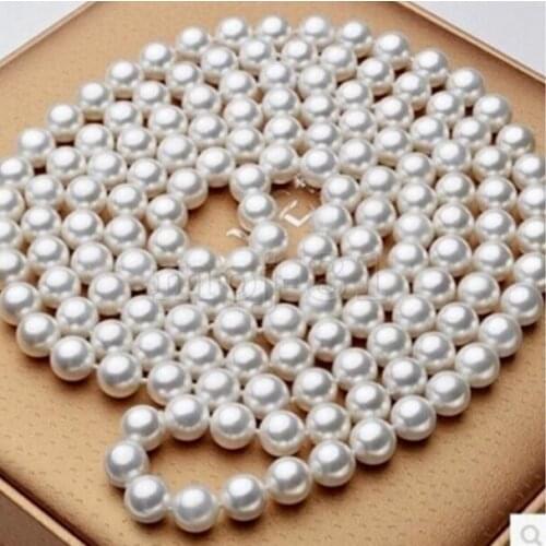 ELEGANT 9-10 MM WHITE ROUND PEARL NECKLACE 48INCH