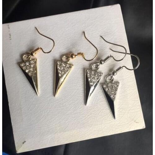 Ey012 2018 New fashion Three-dimensional triangle Stud Crystal alloy Earring For Women Vintage Fashion Jewelry Earrings 1 pair