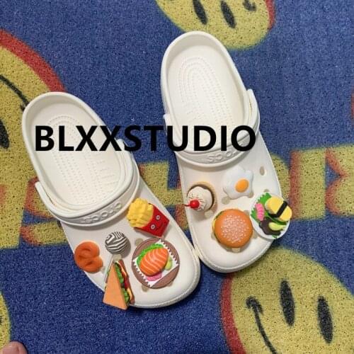 High Imitation Simulation Food Shoe Charms Sandwich/hamburger/Fries Shoe Decoration Accessories for Jibz Kids Party X-mas Gifts