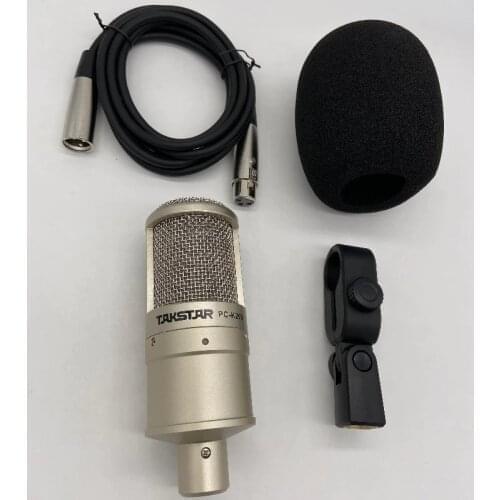 Takstar PC-K200 and C-1 cable,side-address condenser mic studio recording microphone on-stage performance PC Karaoke broadcast