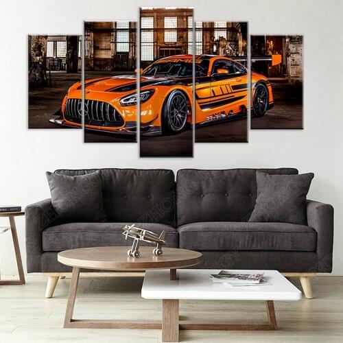 Canvas 5pcs Painting Home Decoration Wall Art AMG GT3 Supercar Picture Car Prints Modular Modern Frame Poster For Living Room