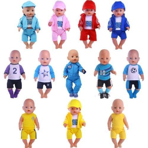 Luckydoll Football Clothing Suits Sportswear Spacesuits Fit 18 Inch American 43cm Baby Doll Clothes Generation , Best Gift,Toys