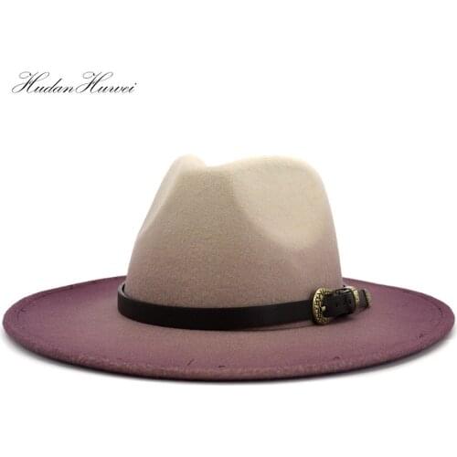 Hot Sell Fall Winter Men Women Jazz Panama Wide Brim Woolen Felt Fedora Hat Painting British Classic Hat