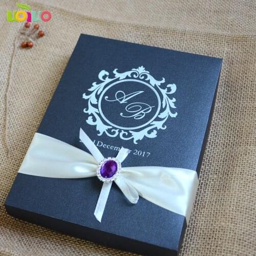Hot sell personalize lace wedding invitation card box hot sell wedding gift popular invitation card model