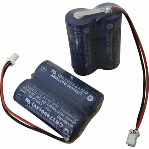 2pcs CR17450 CR17450-2 2CR17450 3V 2600mah lithium battery PLC industrial control Li-ion battery with plug BAT-0033-002