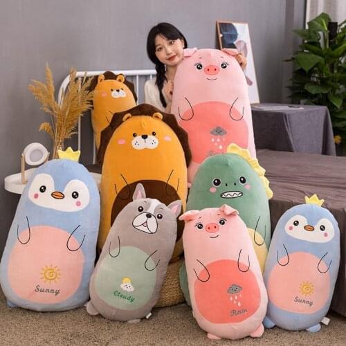 Kawaii Dog Lion Penguin Piggy Dinosaur Plush Pillow With Blanket Toys Soft Stuffed Animal Doll Soft Big Buddy Chair Cushion Gift