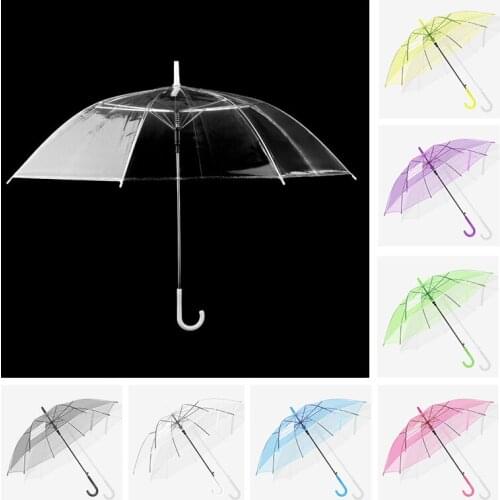 Fashion Transparent Long Handle Umbrella Parasol Clear Umbrella PC Favor Automatic For Wedding Party umbrellas