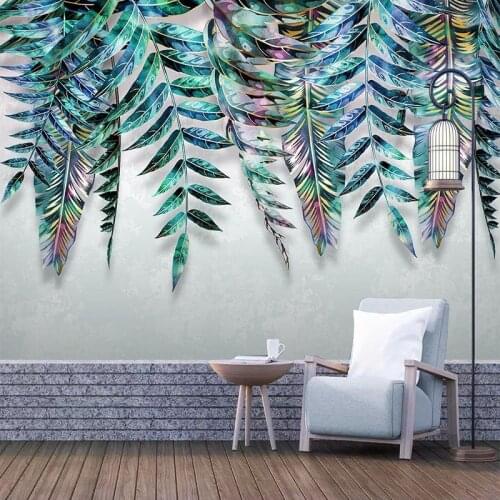Custom Mural Wallpaper Modern Light Luxury Tropical Plant Leaves Wall Painting Livng Room Bedroom Dining Room Fresco Wall Papers