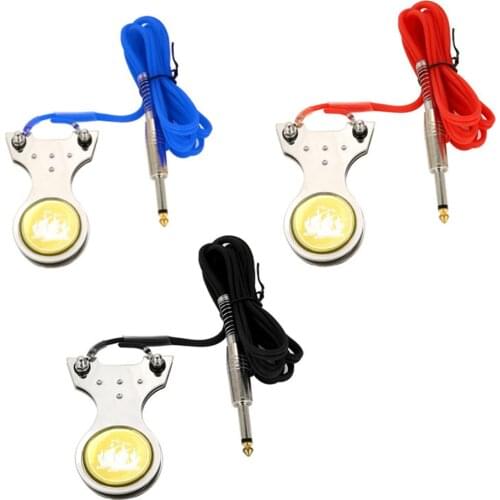Non-slip Tattoo Pedal Stainless Steel Foot Pedal with Power Cord Kit for Tattoo Machine Tattoo Power Supply Tattoo Accessories