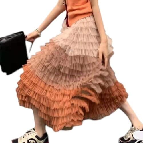 Autumn Elegant Harajuku Princess Skirt Petticoat Tulle Long Layers Skirts Womens 2021 Puffy Cake Skirt Sundress Ladies Skirts