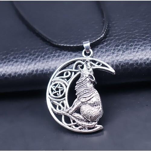 Fashion Nordic Mythical Animal Wolf Metal Pendant Necklace FIT Mens Religion Amulet Jewelry Stainless Steel Necklace