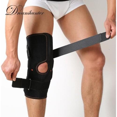 Professional sports knee brace support Stabilizer with Inner Flexible Hinge Knee Pad Patella Guard Breathable Protector Strap
