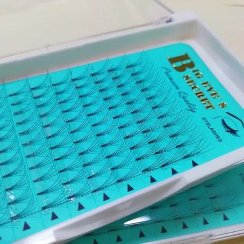 Big eyes secret 4D volume eyelash Short stem premade fans hand-made black Korean silk premium eyelashes extension