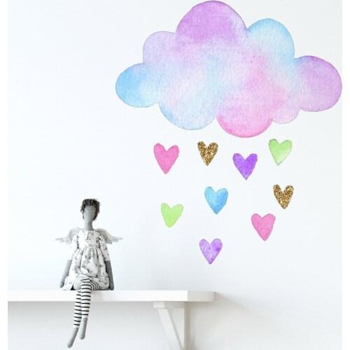 Hand drawn colorful love clouds Wall Sticker for kids baby rooms living room bedroom decoration wallpaper Mural nursery stickers