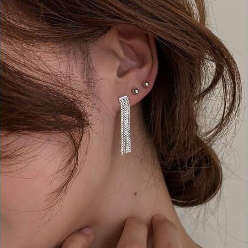 Silver Color Long Chain Tassel Earrings For Women Fashion Jewelry Piercing Gold Stud Earring Elegant Charm Ear Jewelries