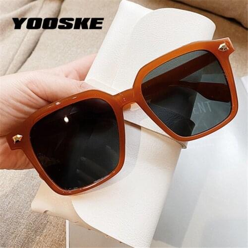 YOOSKE Brand Square Sunglasses Women Oversized Sun Glasses Female Big Frame Vintage Clear Candy Colorful Shades Eyewear UV400