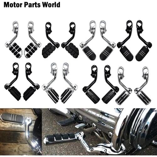 Universal Motorcycle 32mm 1.25" Long Angled Highway Engine Guards Foot Pegs Mount Kits For Harley Touring Road Glide For Honda