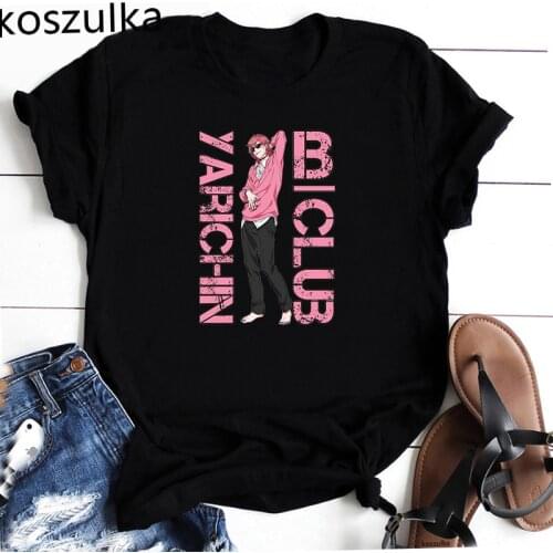 Funny Anime Yarichin Club TShirts Manga Clothes Women T-shirts Harajuku T Shirt Kawaii Clothing Summer T-shirt Graphic Tee