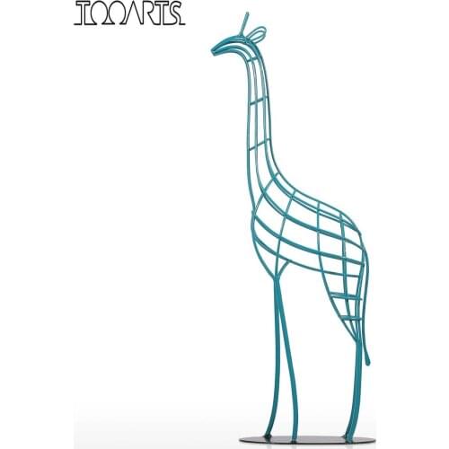 Tooarts Giraffe Iron Statue 20.8 inches Handmade Iron African Giraffe Statue Modern Sculpture Animal Figurine for Home Decor