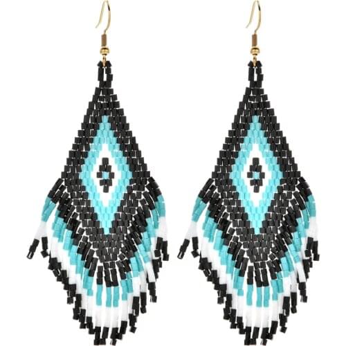 ZMZY Handmade Black Eye Loom Miyuki Earrings For Women Jewelry Boho Fashion Tassel Jewellery Drop Ear Ring Hanging Earrings