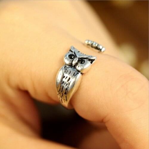 1Pc USA Hot Selling Adjustable Owl Ring, 3D Cartoon Animal Punk Retro Style For Steelers Men Rings Jewlery