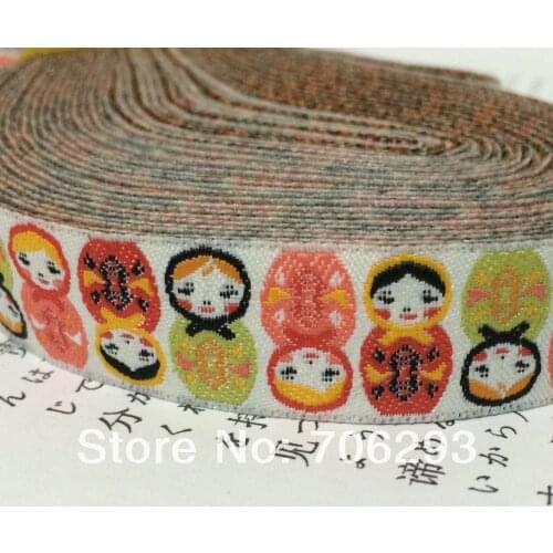 2014 NEW wholesale 5/8 '(16 mmx10yards) 100% Polyester Woven Jacquard Ribbon dolls(Matryoshka) for Dog collar