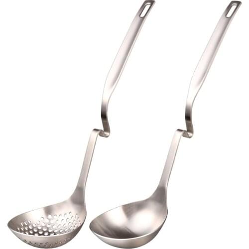 304 stainless steel hanging Colander Soup Spoon Shell Filter Dessert Long Handle Strainer Skimmer Porridge Spoons Cooking Tools