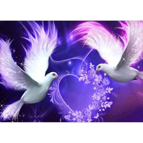 Diy 5d diamond painting cross stitch beads embroidery dove round rhinestone diamond mosaic colorful painting Decorative Crafts