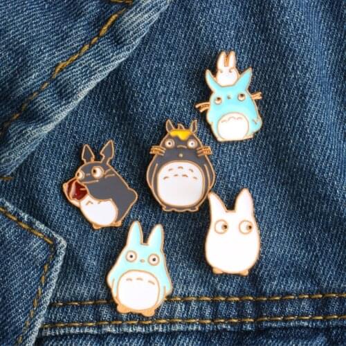 5 Pcs/set Cartoon Cute Cat Series Brooch Fashion Creative Totoro Enamel Pin Brooches For Women Men Denim Jackets Hat Badge Pins